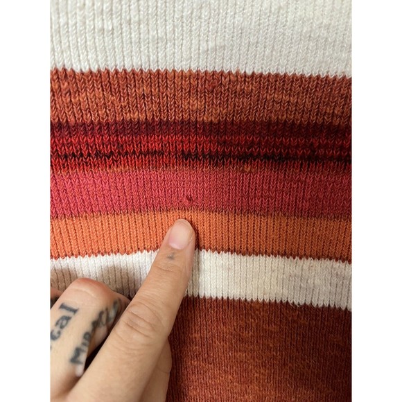 Free People Color Block Orange Cream Flared Sleeve Sweater Dress Size Small - Picture 12 of 13